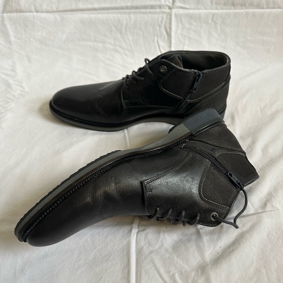 Steve Madden Current Dark Grey Leather Men\'s 9 Casual dress boots footwear  shoes